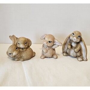 Vintage Bunnies Set Of 3 Ceramic Pottery